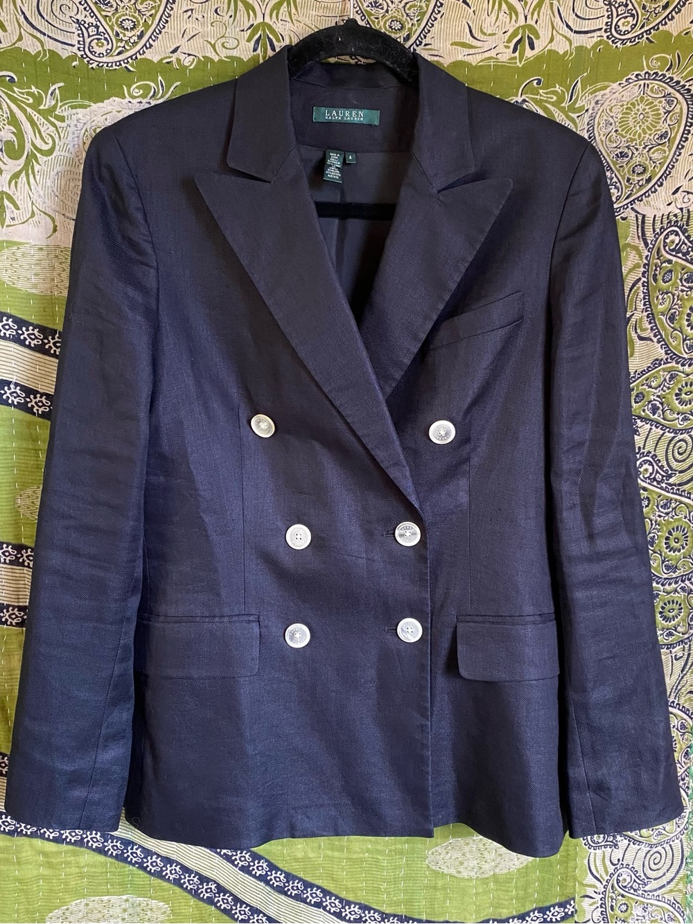 Lauren Ralph Lauren Navy Double-Breasted Linen Blazer 4 Coastal Old Money